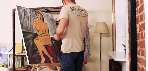  Nude Painting Session Turns Into Threesome